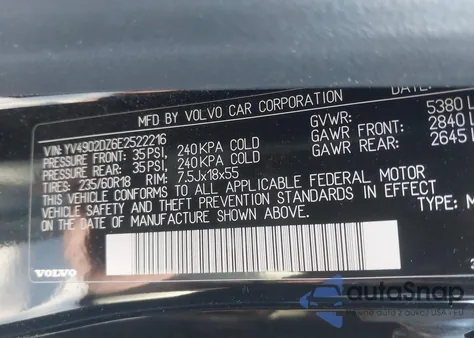 2014 Volvo Xc60 T6 R-Design z USA, uszkodzony, nr VIN YV4902DZ6E2522216